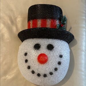 Sparkling Snowman Holiday Decor/Mask with Black and Red Hat